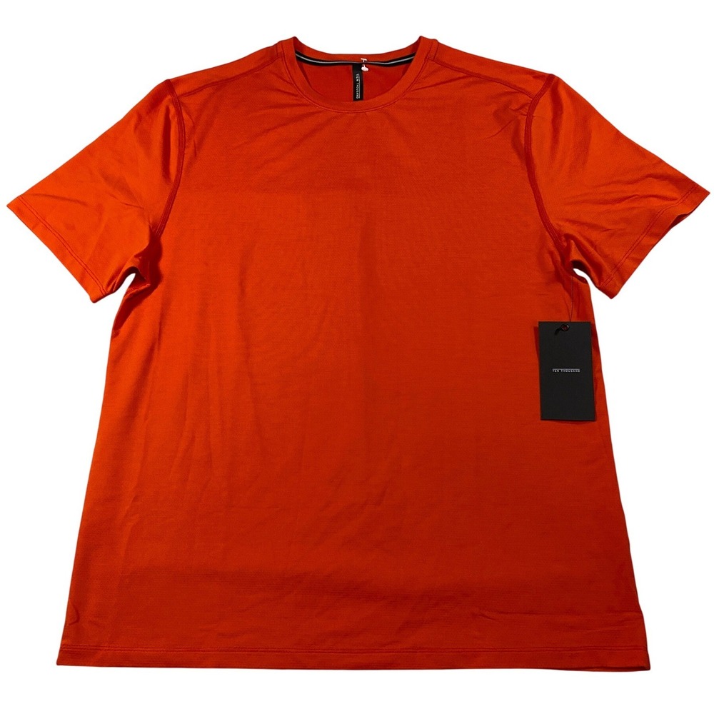 Ten Thousand Distance Shirt Orange Men Performance Mesh Running Tee Gym NEW